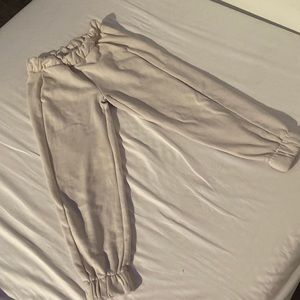 BEIGE cream sweatpants with cuffs